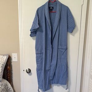 Stafford Blue Striped Shawl-Collar Robe